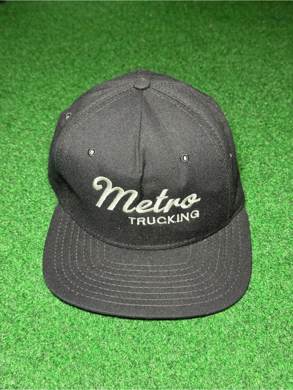 Metro Trucking Vintage Trucker Hat New Era 80s 90s Pro Model Black Snapback Cap